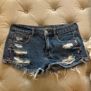 American Eagle Outfitters Women's Blue Distressed Denim Shorts